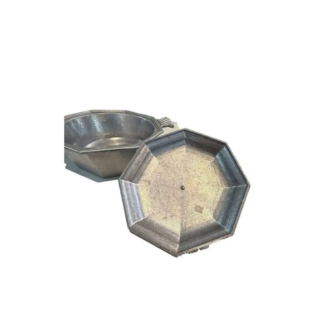 International Silver‎ Co Pewter Rustic Farmhouse Covered Casserole Dish w/Lid